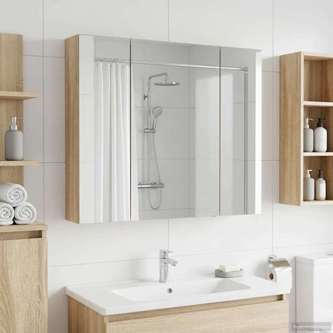 vidaXL Armoire Miroir de Salle de Bain Chêne Sonoma 80 x 14.5 x 70 cm (1/5)