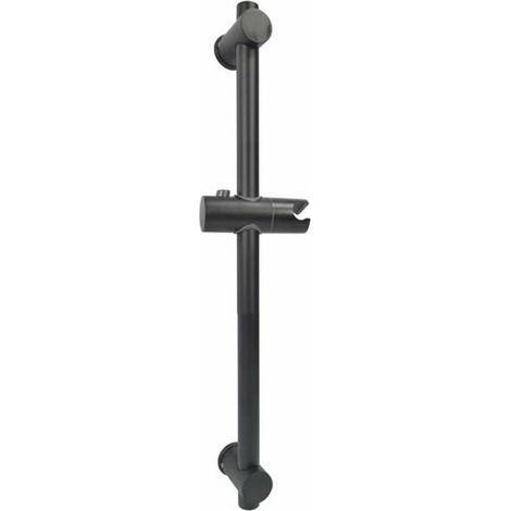 Schwarze Duschstange aus Edelstahl 304 mit höhen- und winkelverstellbaren Halterungen, gebürstete Oberfläche, Gesamthöhe 660 mm (1/5)