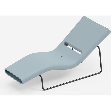 Lettino da sole design in polietilene con telaio metallico nero Esse - Blu
