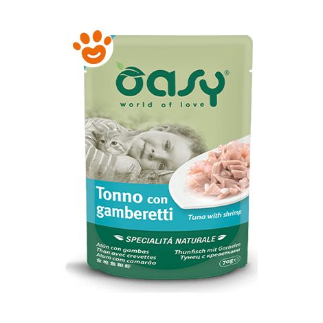 Oasy Cat Specialità Naturali Tonno con Gamberetti - Oasy Cat Specialità Naturali Tonno con Gamberetti - Lattina Da 70 Gr