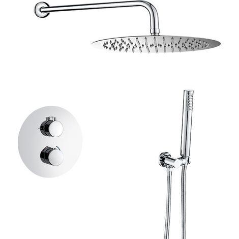 VALAZ Ducha empotrada termostática pared redonda cromada Serie Jucar - 30cm (1/2)