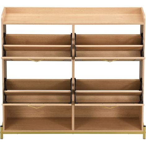ELVMI Mobile Portascarpe con 4 Ante e Ripiano Superiore per Ingresso in MDF 108,5 x 24 x 100 cm Rovere Chiaro (1/5)