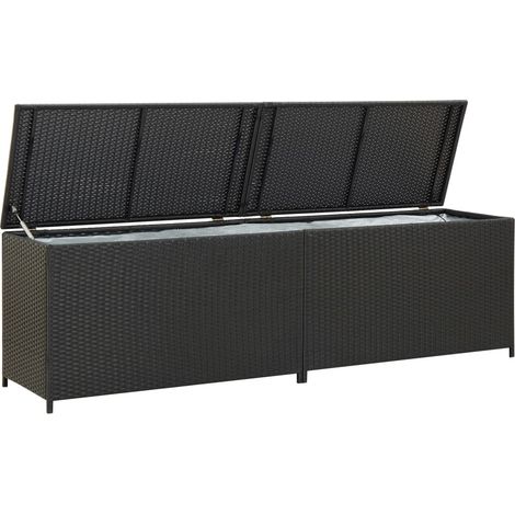 Le Poisson Qui Jardine – Coffre de jardin en résine tressée noire 200 x 50 x 60 cm – Cadre en acier – Résistant aux intempéries – Doublure en PE avec fermeture éclair (1/5)
