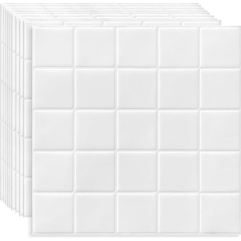 Carrelage Adhesif Mural Cuisine Blanc (1/5)