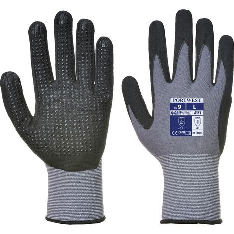 Guanti Puntinati Antiscivolo in Schiuma di Nitirle Dermiflex Plus Grigio-Nero 9