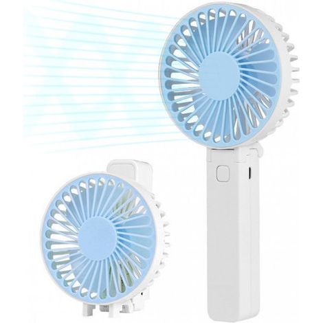 Ventilateur portable rechargeable ING – Mini ventilateur USB avec 3 modes de ventilation – Petit ventilateur portable pour bureau, voyage et extérieur (bleu) (1/5)