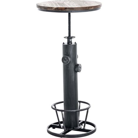 Tavolo alto da bar stile industriale regolabile in altezza 100-123 cm poggiapiedi argento TAB10024
