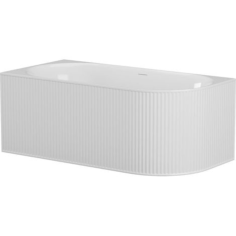 Vasca da bagno angolare scanalata - 170 x 80 x 60 cm - Acrilico - Bianco opaco - Angolo sinistro - 290 L - BARBORI (1/5)
