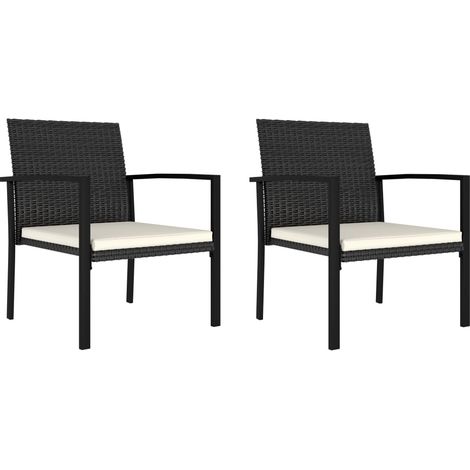 Garten-Essstühle 2 Stk. Poly Rattan Schwarz