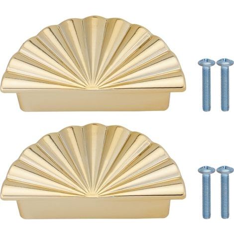 Lot de 2 Poignées d'armoire en Alliage de 2,52 Pouces Pièce de Rechange 64 mm Poignée de Tasse Poignées de Tiroir Adaptées Aux Meubles de Commode Armoire Porte de Cuisine Or (1/5)