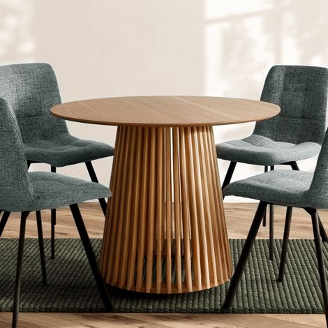 M&S – Table de salle à manger carrée 4 personnes – Bois naturel – 100 x 100 cm – Hauteur 75 cm – Design élégant pour repas conviviaux (1/3)