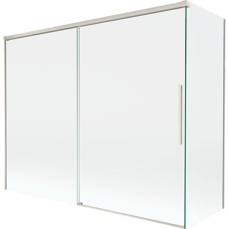 Mexen Rox mampara de ducha de 2 paneles corredera 190 + 90 x 150 cm, transparente, n铆quel cepillado - 8C9-190-090-97-00