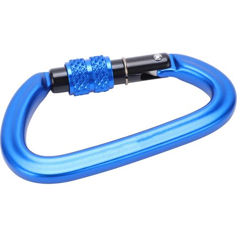 Mousqueton d'escalade vissé 10KN en alliage aluminium - Crochet de sécurité à verrouillage bleu pour randonnée (1/5)
