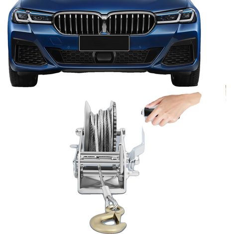 Treuil Manuel, Capacité de Traction de 3500 lbs, Câble en Acier de 10m, Rapports de Transmission 4:1 et 8:1, Mécanisme Avance et Recul, Poignée Ergonomique en Caoutchouc (1/5)