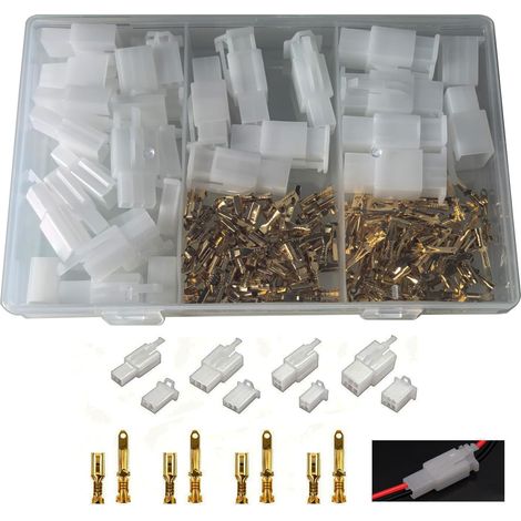 Kit de 200 conectores automotrices de 2,8 mm con 2, 3, 4 y 6 pines. Conectores de cables eléctricos automotrices de 2,8 mm y surtido de terminales de crimpado para motocicletas, automóviles y camiones