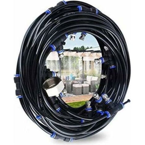 Brumisateur Exterieur,Système de Brumisation,10M Brumisateur Terrasse avec 9 Buse Brumisateur +1 Buses de Rechange+1Adaptateur (en (1/4)