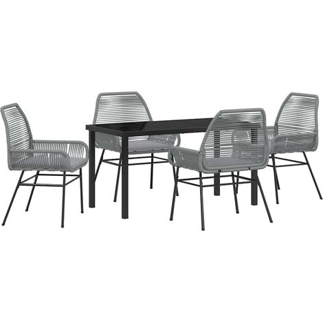 Maison Exclusive - Set da Pranzo per Giardino con cuscino 5 pcs Grigio polyrattan (1/5)