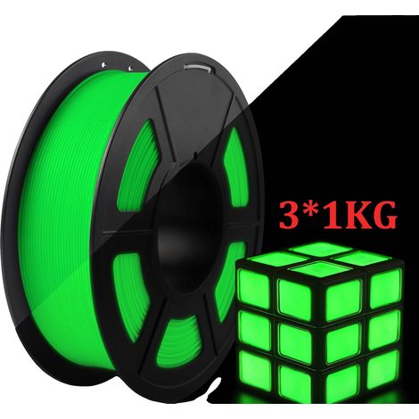 Filamento PLA, fosforescente, compatibilità universale, 3 pezzi PLA verde (1/2)