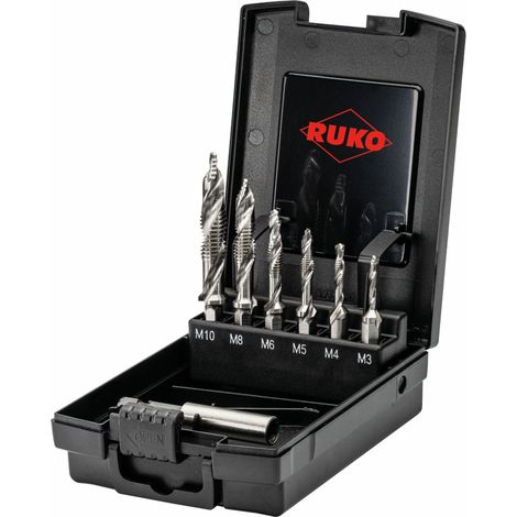 RUKO Kombi. Gewindebohrer-Set HSS, M3 - M10 + Adapter
