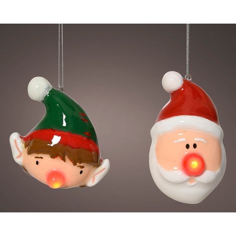 Pendente Babbo Natale LED lampeggiante 9 x 5,4 x 9,5 cm colori modello assortito Peraga Christmas