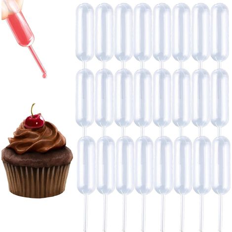 Pipette À Gâteau - 4 ml - En Plastique Transparent - Pour Farcir Cupcakes Et Desserts - Lot De 50 Pièces