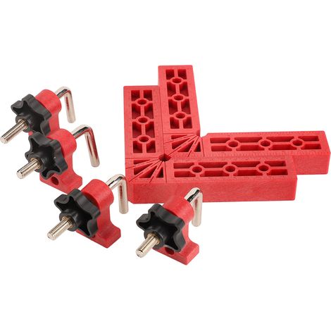 Équerre de positionnement 140mm en ABS, pince de fixation à 90 degrés avec échelle, kit d'outils de menuiserie rouge (1/5)