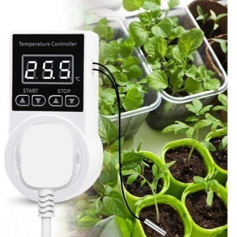 Thermostat Socket - Digital Thermostat Regulator with Probe, LCD Temperature Controller Socket for Terrarium Aquarium Greenhouse (1/5)