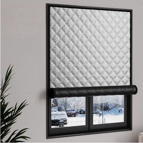 Kit D'Isolation de Fenêtre 120 x 120 cm Coupe-Vent et Insonorisant, Isolant Thermique Rideaux Isolant Hivernage Pas Besoin de Percer, Gris (1/5)