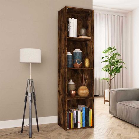 Bibliothèque/Meuble TV Étagère de Rangement - pour Bureau Salon Chambre Cuisine Chêne fumé 36x30x143cm Bois d'ingénierie BV659219 - BonneVie (1/5)