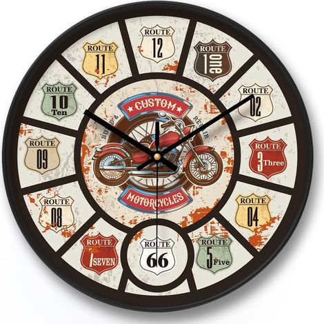 Horloge murale vintage de 30,5 cm avec chiffres - Horloge murale rétro silencieuse pour salon, chambre à coucher, bureau, décoration d'intérieur (1/5)