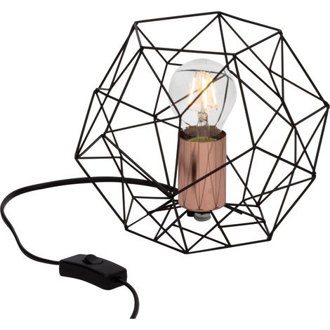 BRILLIANT lampe de table Synergy noir / cuivre 1x A60, E27, 60W, adapté aux lampes standard (non incluses) Échelle A ++ à E Avec interrupteur à cordon (1/3)