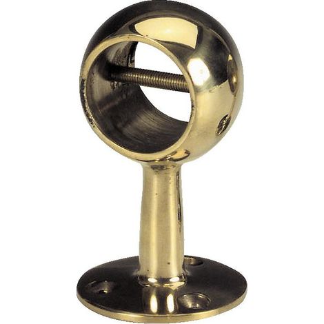 Support à boule percé sur embase à visser en laiton poli pour cordage diamètre 30 mm