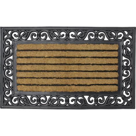 Karina Heavy Duty Rubber Coir Doormat, 45x75cm, Fabric, Brown