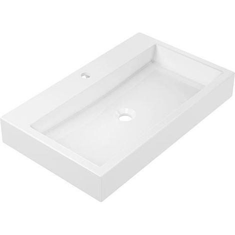 Lavabo Design JULIA lxhxp: 700x100x420 mm fonte minérale blanc (1/3)