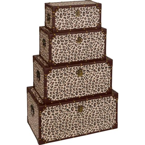 Lot de 4 Malles de Rangement Léopard "Telna" 56cm Marron (1/4)