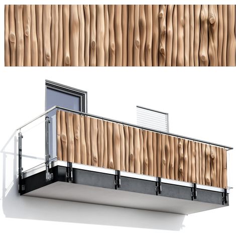 BRISE-VUE POUR BALCON Bois - Tige - Marron clair 300x75 cm (1/4)