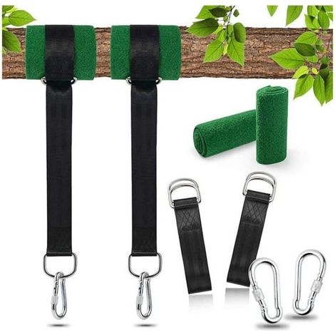 2pcs sangles réglables pour balançoire pour arbre, mousqueton en alliage , protection d'arbre incluse, mousqueton robuste,, facile à installer ou à ac