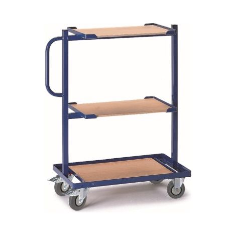 Rollcart Beistellwagen mit 3 offenen Stahl- Ladeflächen 620x410mm in starrer Ausführung