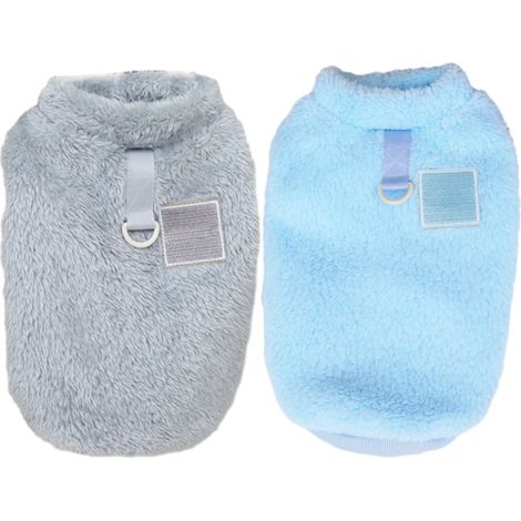 Lot de 2 pulls pour chien, anneau en D, polaire corail, trou pour laisse, intérieur extérieur (1/5)