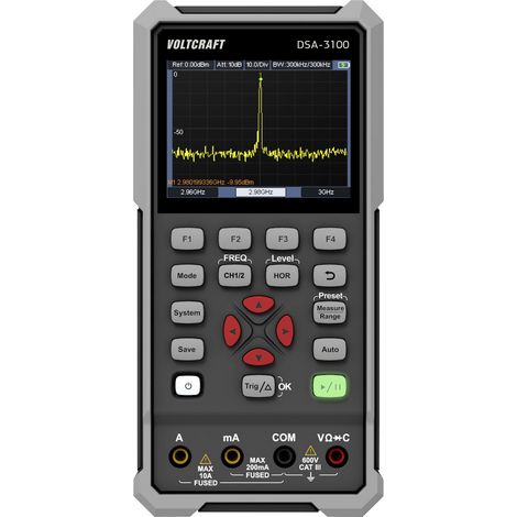 VOLTCRAFT DSA-3100 Hand-Oszilloskop 100 MHz 2-Kanal 500 MSa/s 8 kpts 8 Bit Handgerät, Multimeter-Fu