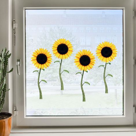 Décoration de fenêtre avec des tournesols, grand format A3 double face (1/3)