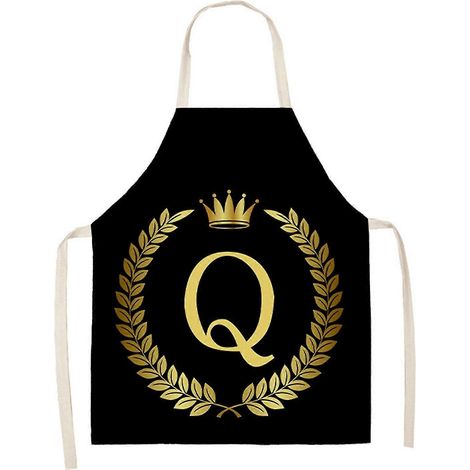 Tablier de cuisine en lin - Tablier sans manches en coton et lin imprimé de lettres