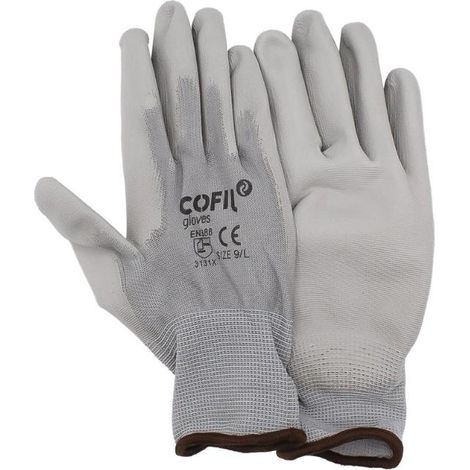 DAMESA guante poliuretano gris t-8 caja 12 , Guantes de poliuretano gris Cofil Guantes de poliuretano gris fabricados en poliéster con la palma recubierta de poliuretano Cu