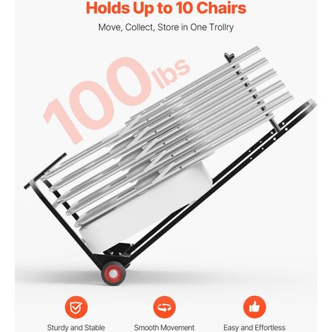 Chariot de Chaise Pliante, Capacité de Charge 45 kg, Support Robuste pour Suspendre 10 Chaises, Organiseur de Rangement Multifoncti… (1/5)