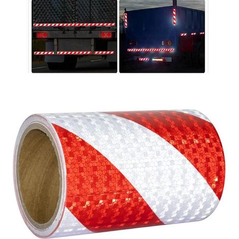 Ruban Reflechissant Adhesif Rouge et Blanc 15cmx5m Bande Reflechissante Autocollante Imperméable Bande Réfléchissante pour véhicules (1/5)