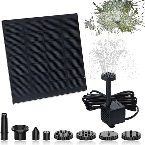 Fontaine solaire pour bassin 1,5 W, pompe à eau solaire 200 l/h, pompe solaire pour bassin avec 6 buses, fontaine solaire pour bassin de jardin, circulation de l'eau (1/5)