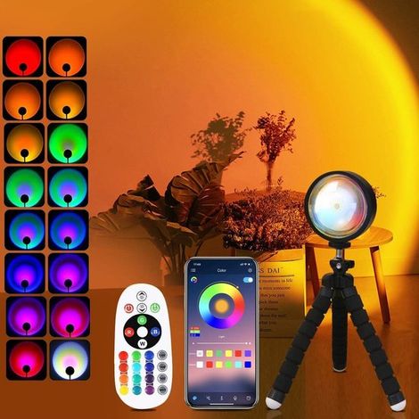 Dimmbare LED-Schlafzimmerlampe „Sunset Lamp“, Sonnenlichtprojektor, RGB-Stimmungslicht-Nachtlampe, ästhetische Raumdekoration. [Energieklasse F]