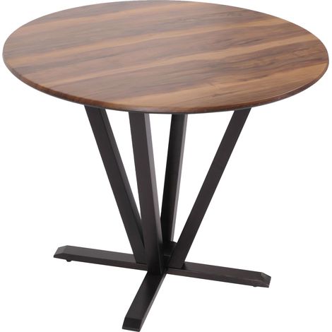 [NEUWERTIG] Bistrotisch HHG-655, Tisch Esstisch, Massiv-Holz HPL Laminat Melamin Ø92cm, Sheesham Holz-Optik, dunkles Gestell