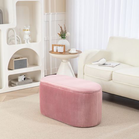 Banc de rangement 81x40x41 cm rose – assise capitonnée, style rétro avec coffre (1/5)