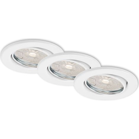 LED Einbauleuchten 3er Set GU10 dimmbar schwenkbar 5,5 W weiß Metall Briloner